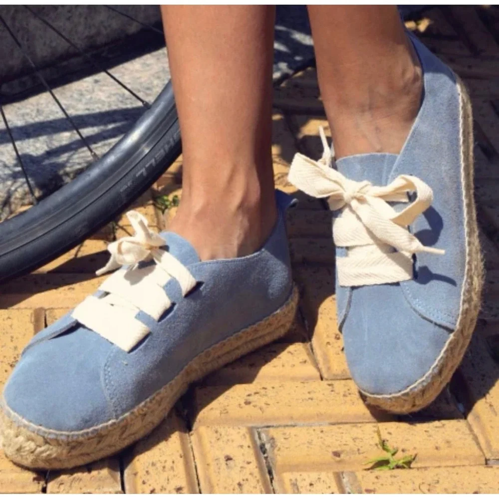 MAI Espadrille Canvas Lace Up Sneakers‎ Blue Women Size Unknown